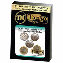 (image for) Euro-Dollar Hopping Half (1 Euro and Quarter Dollar) by Tango Magic-Trick (ED004)