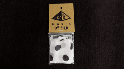 (image for) Silk 9 inch (White with Black Polka Dots) by Pyramid Gold Magic