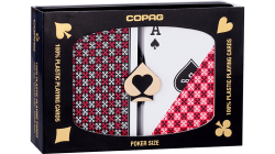 (image for) COPAG MASTER PLASTIC PLAYING CARDS POKER SIZE REGULAR INDEX BLACK/RED DOUBLE-DECK SET