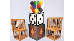 (image for) Transformation of Dice to Crystal Cube then to 4 Cages (Wooden) by Tora Magic - Trick