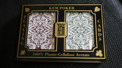 (image for) KEM Bridge Plastic Playing Cards Jacquard (Purple and Green 2 Deck Set Jumbo Index)