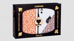 (image for) Copag 1546 Plastic Playing Cards Poker Size Regular Index Orange/Brown Double-Deck Set