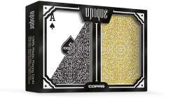 (image for) Copag Unique Plastic Playing Cards Poker Size Regular Index Black and Gold Double-Deck Set