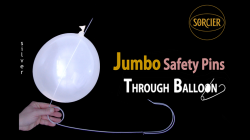 (image for) Jumbo Safety Pins Through Balloon Silver by Sorcier Magic