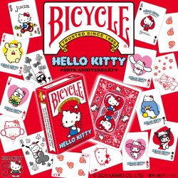 (image for) Bicycle Hello Kitty 50th Anniversary Red Playing Cards by Sanrio Anime Japan