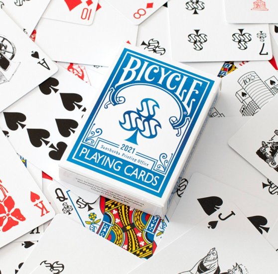 (image for) Bicycle Sanshusha Printing Office 2021 (Blue) Playing Cards - Click Image to Close