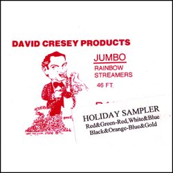(image for) Mouth Coil 46 ft by David Cresey HOLIDAY SAMPLER (rd/grn, rwb, blue/gold, halloween) - Trick