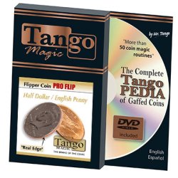 (image for) Flipper Coin Pro Flip Half Dollar/English Penny (w/DVD)by Tango - Trick (D0100)