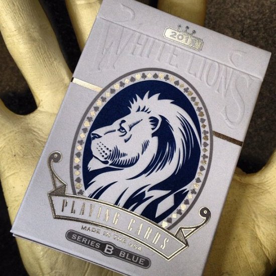 (image for) White Lions Series B Blue Playing Cards - Click Image to Close