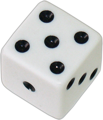 (image for) Die 1 White Economy w/ Black Spots 19mm - Trick - Click Image to Close