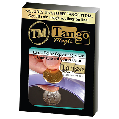(image for) Euro-Dollar Copper And Silver (50 Cent Euro and Quarter Dollar) (ED003)by Tango Magic-Trick - Click Image to Close