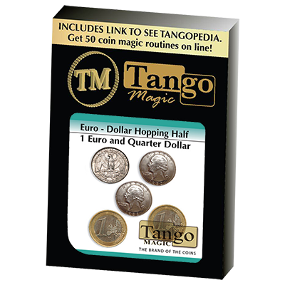 (image for) Euro-Dollar Hopping Half (1 Euro and Quarter Dollar) by Tango Magic-Trick (ED004) - Click Image to Close