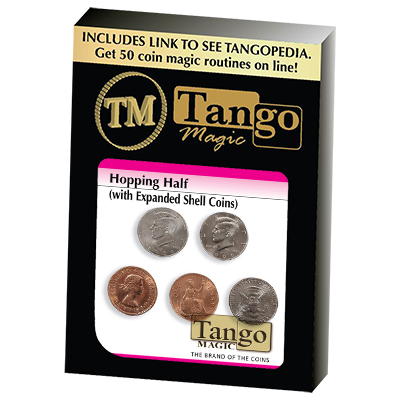 (image for) Hopping Half with Expanded Shell Coins & English Penny D0059 by Tango - Trick - Click Image to Close