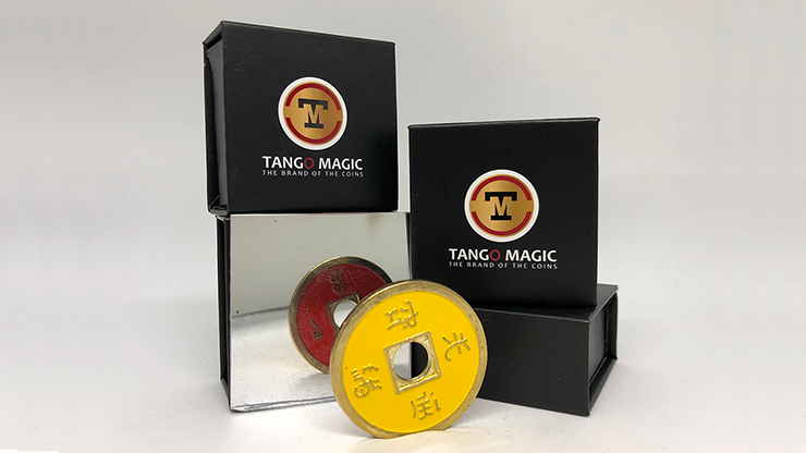 (image for) Chinese Coin (CH0020) Red & Yellow by Tango Magic - Tricks