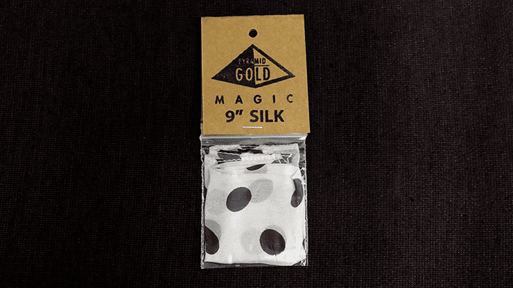 (image for) Silk 9 inch (White with Black Polka Dots) by Pyramid Gold Magic - Click Image to Close
