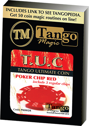 (image for) TUC Poker Chip Red plus 3 regular chips (PK002R) by Tango Magic - Trick - Click Image to Close