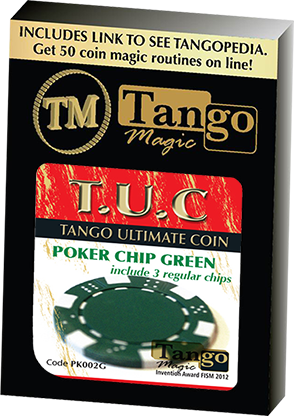 (image for) TUC Poker Chip Green plus 3 regular chips (PK002G) by Tango Magic - Trick - Click Image to Close