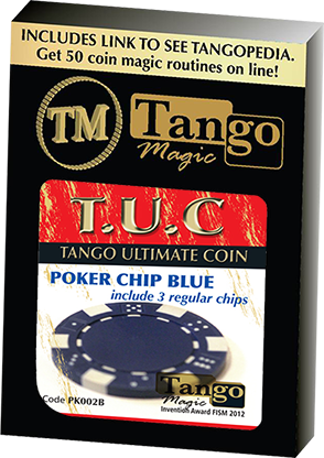 (image for) TUC Poker Chip Blue plus 3 regular chips (PK002B) by Tango Magic - Trick - Click Image to Close