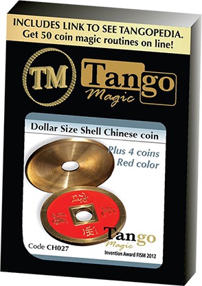 (image for) Dollar Size Shell Chinese Coin (Red) by Tango Magic (CH027) - Click Image to Close