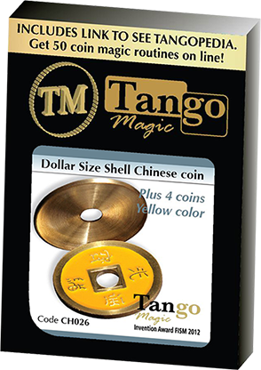 (image for) Dollar Size Shell Chinese Coin (Yellow) by Tango Magic (CH026) - Click Image to Close
