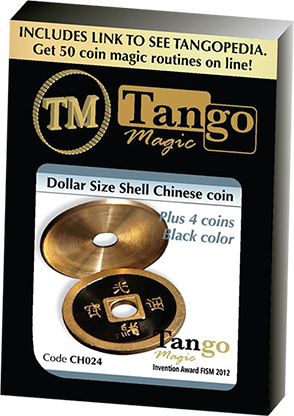 (image for) Dollar Size Shell Chinese Coin (Black) by Tango Magic (CH024) - Click Image to Close