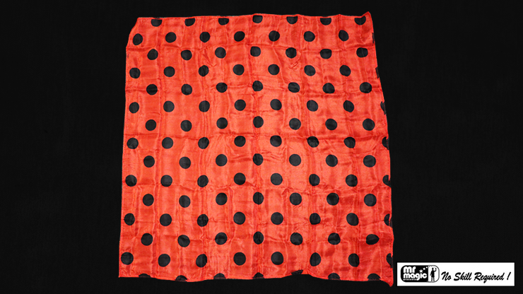 (image for) Polka Dot Hanky, Black on Red (21 inches x 21 inches) by Mr. Magic - Trick - Click Image to Close