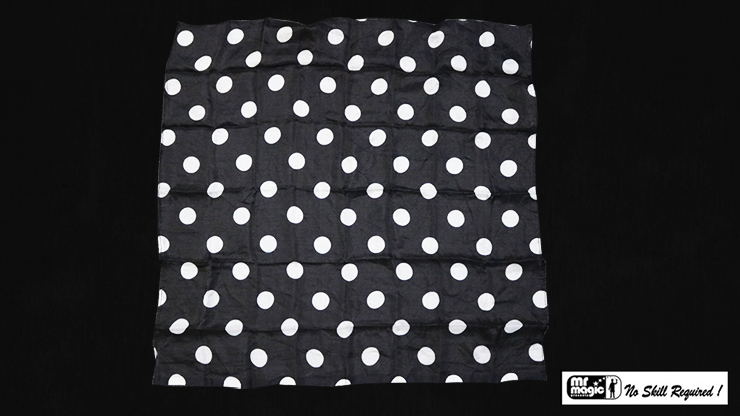 (image for) Polka Dot Hanky, White on Black (21 inches x 21 inches) by Mr. Magic - Trick - Click Image to Close