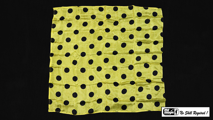 (image for) Polka Dot Hanky, Black on Yellow (21 inches x 21 inches) by Mr. Magic - Trick - Click Image to Close