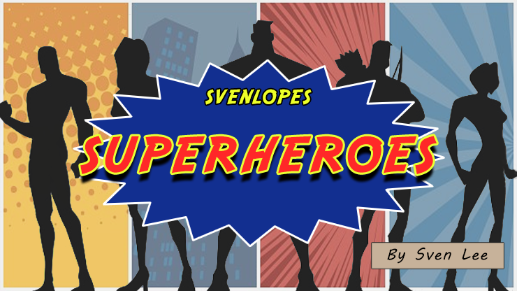 (image for) Svengali Envelopes (SUPERHEROES) (4 x 6 Black) by Sven Lee - Trick