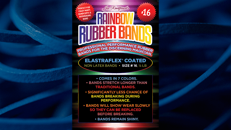 (image for) Joe Rindfleisch's SIZE 16 Rainbow Rubber Bands (Hanson Chien - Blue Pack) by Joe Rindfleisch - Trick - Click Image to Close