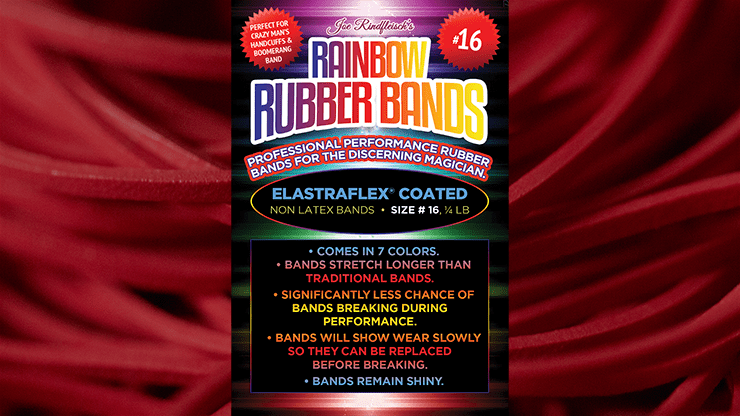 (image for) Joe Rindfleisch's SIZE 16 Rainbow Rubber Bands (Joe Rindfleisch - Red Pack) by Joe Rindfleisch - Trick - Click Image to Close