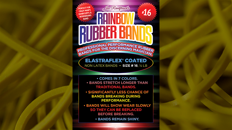 (image for) Joe Rindfleisch's SIZE 16 Rainbow Rubber Bands (Russell Leeds -Yellow ) by Joe Rindfleisch - Trick - Click Image to Close