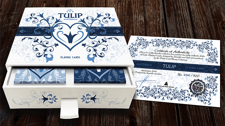 (image for) Limited Edition Tulip Playing Cards Set (Dark Blue and Light Blue) by Dutch Card House Company - Click Image to Close