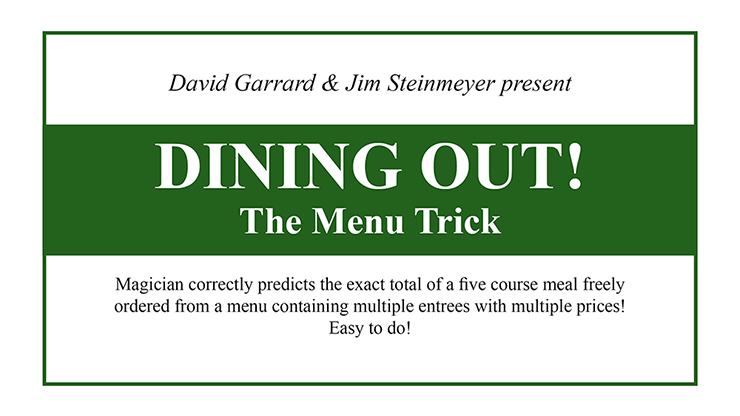 (image for) Dining Out! The Menu Trick by David Garrard and Jim Steinmeyer - Trick - Click Image to Close