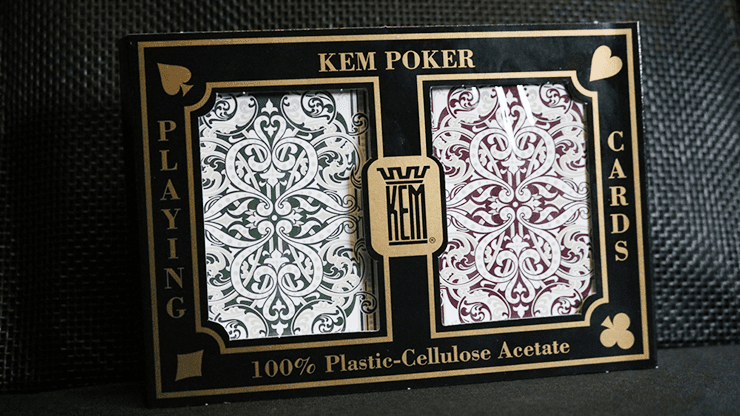 (image for) KEM Poker Plastic Playing Cards Jacquard (Purple and Green 2 Deck Set Standard Index) - Click Image to Close