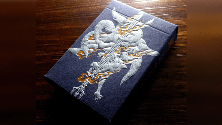 (image for) Sumi Kitsune Myth Maker (Blue Craft Letterpressed Tuck) Playing Cards by Card Experiment - Click Image to Close