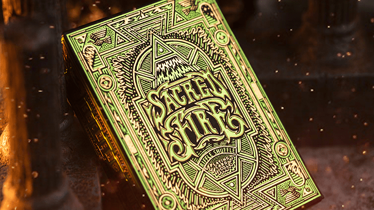 (image for) Sacred Fire (Emerald Flare) Playing Cards by Riffle Shuffle - Click Image to Close