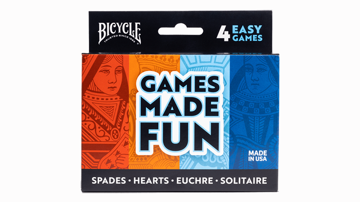 (image for) Bicycle 4 Game Pack (Euchre, Spades, Hearts and Solitaire) by US Playing Card - Click Image to Close