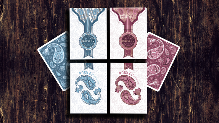 (image for) Marked Paisley Ton sur Ton Poudre Rouge Playing Cards - Click Image to Close