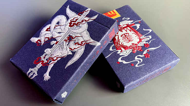 (image for) Sumi Kitsune Myth Maker (Blue/Red Craft Letterpressed Tuck) Playing Cards by Card Experiment - Click Image to Close