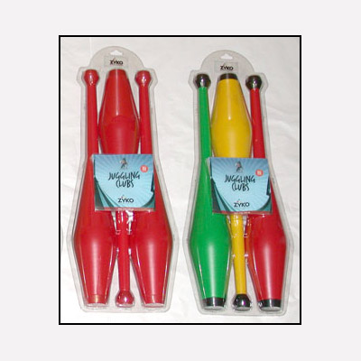 (image for) Juggling Set (3 Undecorated Clubs and DVD) - Red by Zyko - Trick - Click Image to Close