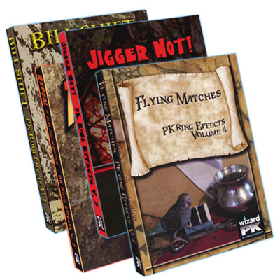 (image for) PK Ring Effect Set Vol 1 Thru 4 (Bill Shift, Flying Matches, Jigger Not!, Repeal) by Randi Rain - DVD - Click Image to Close