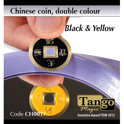 (image for) Chinese Coin (CH0017) Black & Yellow by Tango Magic - Tricks - Click Image to Close
